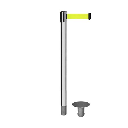 MONTOUR LINE Stanchion Belt Barrier Removable Base Pol.Steel Post 7.5ftFl.Yel Belt MX630R-PS-FYW-75